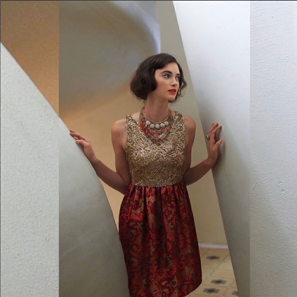 Anthropologie WREN Sequined Jacquard Dress Size S